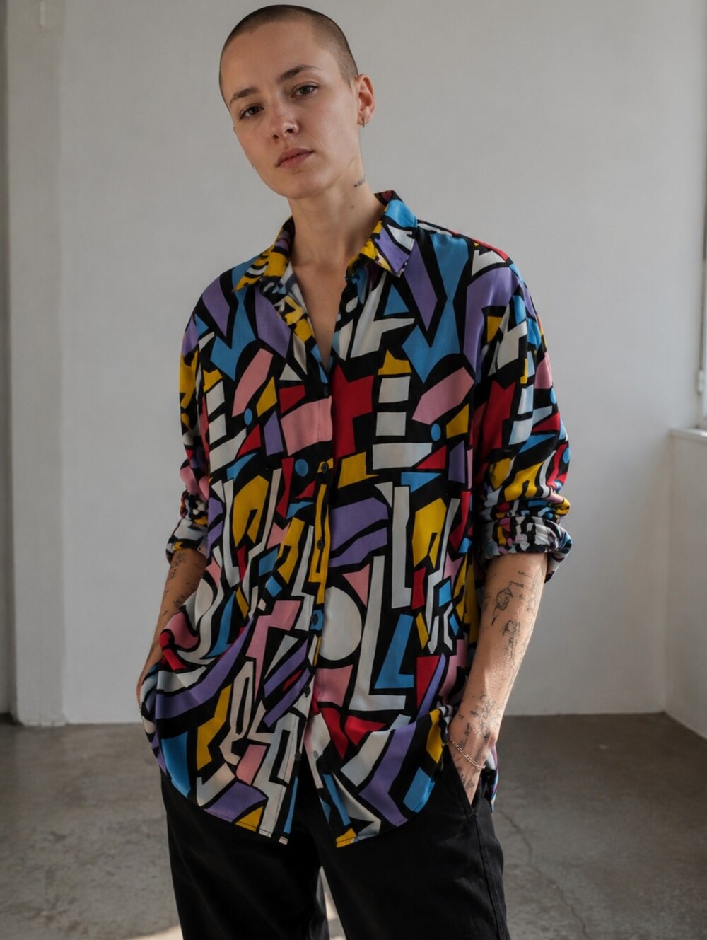 Big Dart, Colourful Graphic Print Shirt, Size M